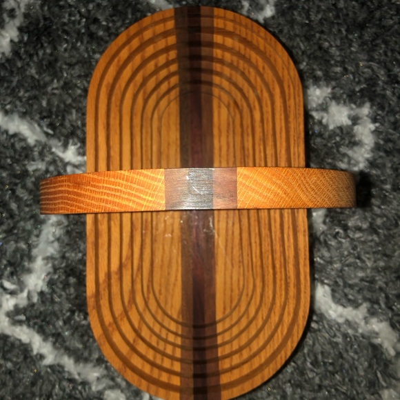 Collapsible Spiral Wood Basket For Fruit And Bread Oak, Red Wood & Walnut 13”X8” - Picture 4 of 10